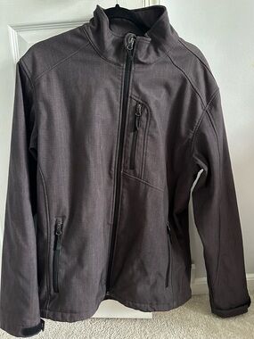Van Heusen Men's Dark Brown/Grey Zip Front Lightweight Jacket size medium